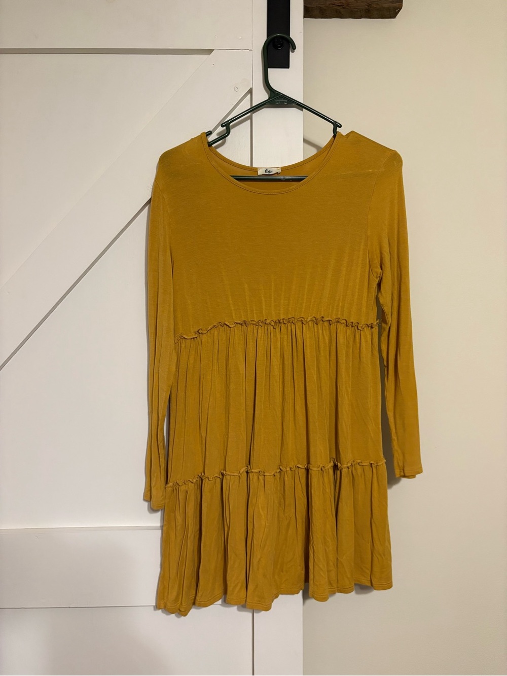 Mustard Long Sleeve Tiered Dress - Unbranded